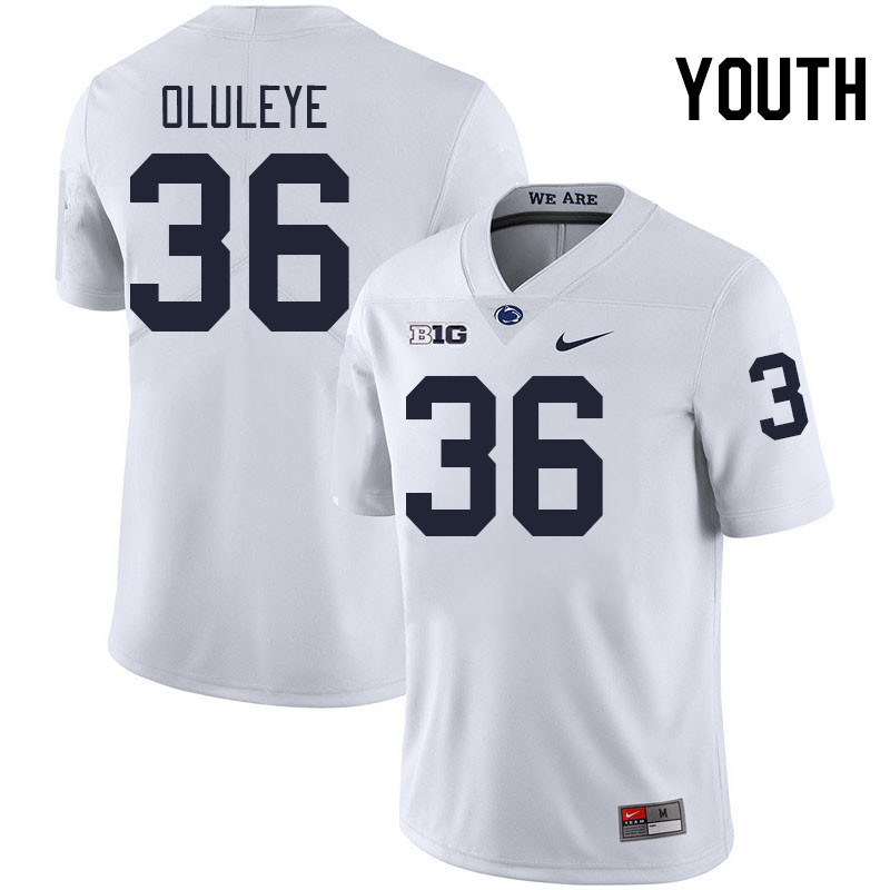 Youth #36 Feyisayo Oluleye Penn State Nittany Lions College Football Jerseys Stitched-White